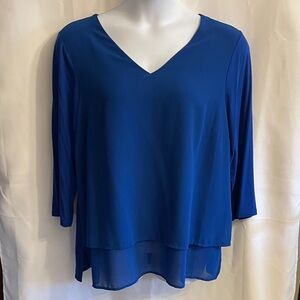 MICHAEL Michael Kors Royal Blue Layered V-Neck Blouse 1x